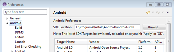 Android SDK path